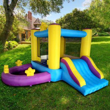 Castel gonflabil copii, piscina copii cu tobogan, loc de joaca gonflabil cu tobogane gonflabile si trambulina, 300x335x205 cm