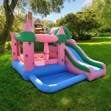 Castel gonflabil copii, piscina copii cu tobogan, loc de joaca gonflabil cu tobogane gonflabile si trambulina, 324x280x248 cm